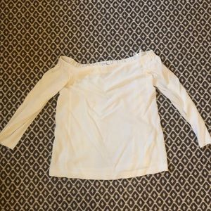 White Silk Club Monaco Off the Shoulder Blouse